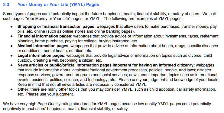 ymyl-pages-google