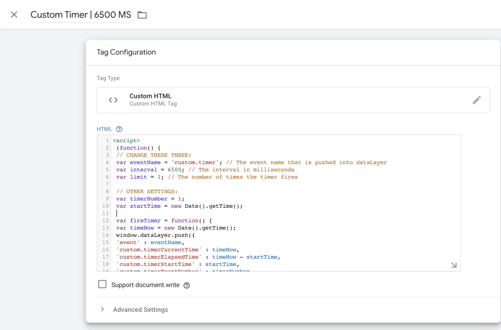 custom timer javascript kodu