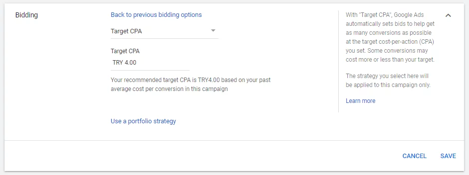 Target CPA Akıllı Teklif Stratejisi
