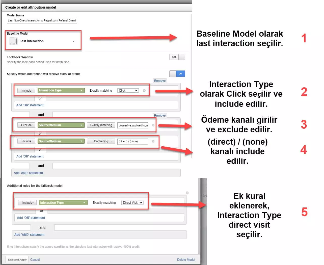 google analytics'te ilişkilendirme modeli oluşturma