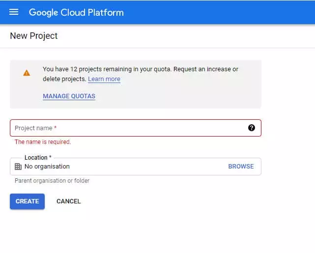 bigquery'de proje oluşturma