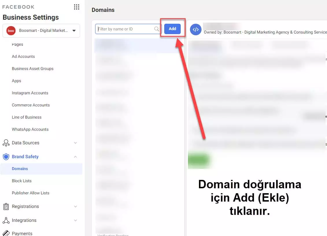 facebook domain doğrulama -3