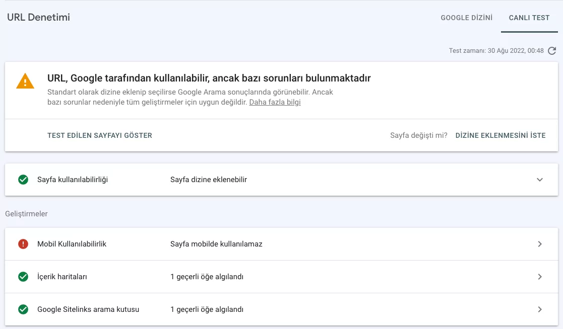 search-console-URL-denetimi-canli-test